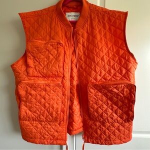 Orange Quilted Puff Plus Size Biker Vest